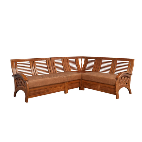 KINGSTON TEAK WOOD CORNER SOFA - Nilambur Furniture