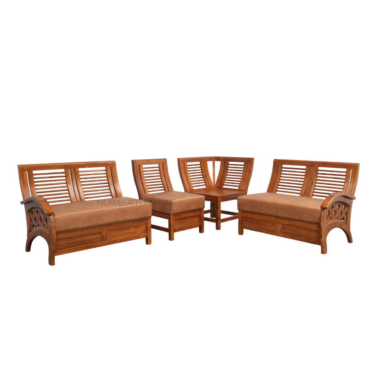 KINGSTON TEAK WOOD CORNER SOFA - Nilambur Furniture