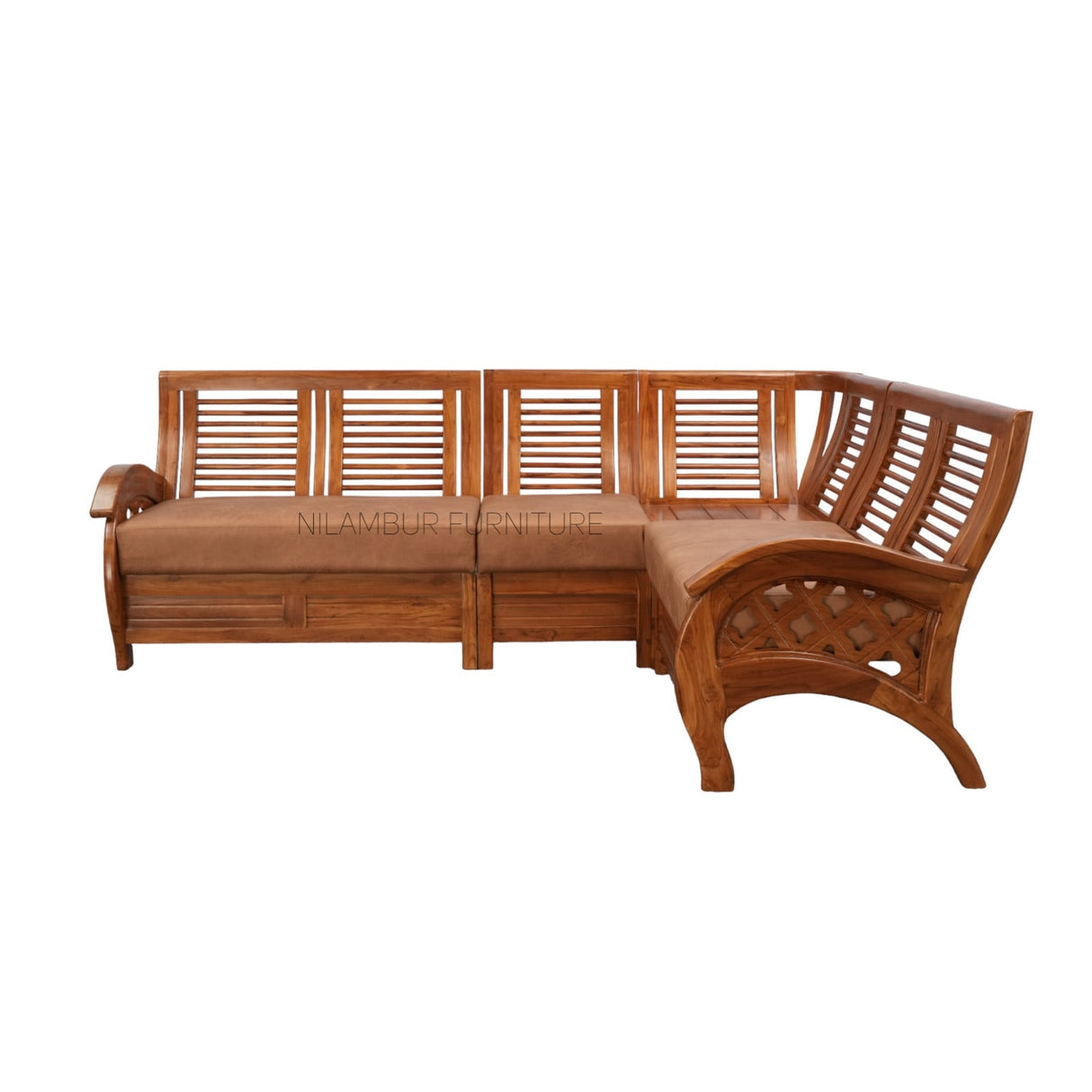 KINGSTON TEAK WOOD CORNER SOFA - Nilambur Furniture