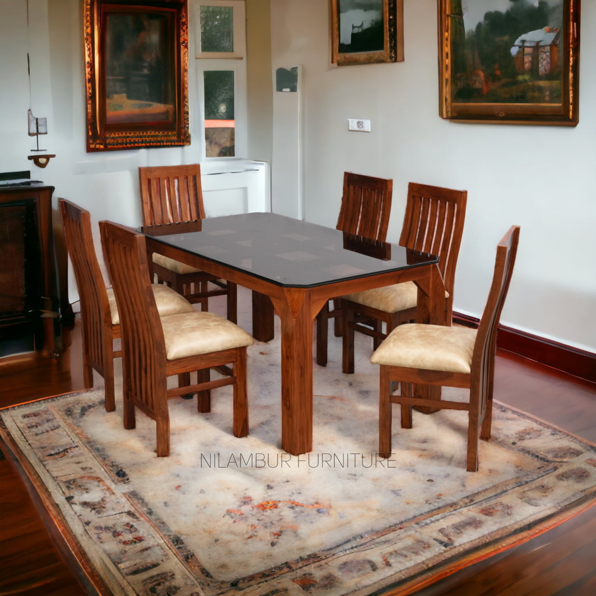 OSCAR TEAK WOOD DINING SET - Nilambur Furniture