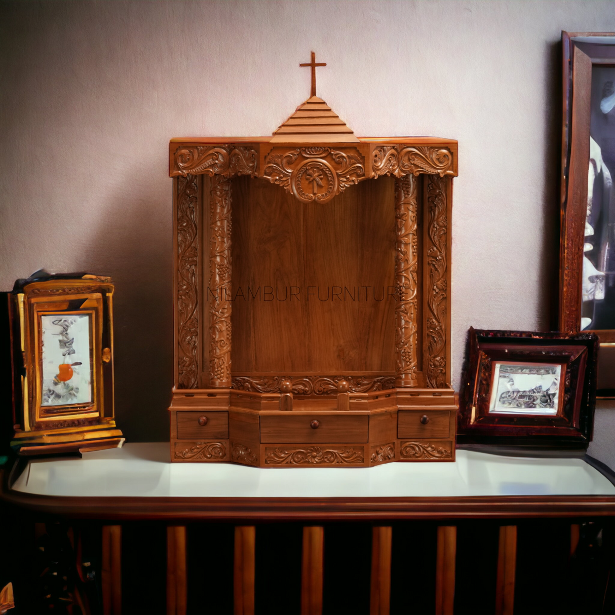 DIVINE TEAK WOOD PRAYER UNIT - Nilambur Furniture