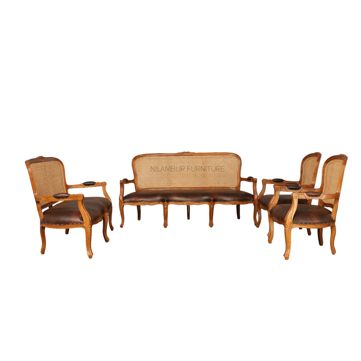 AYUSH TEAK WOOD RATTAN SOFA - Nilambur Furniture