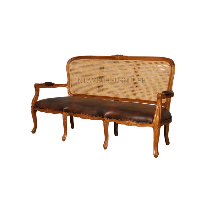 AYUSH TEAK WOOD RATTAN SOFA - Nilambur Furniture