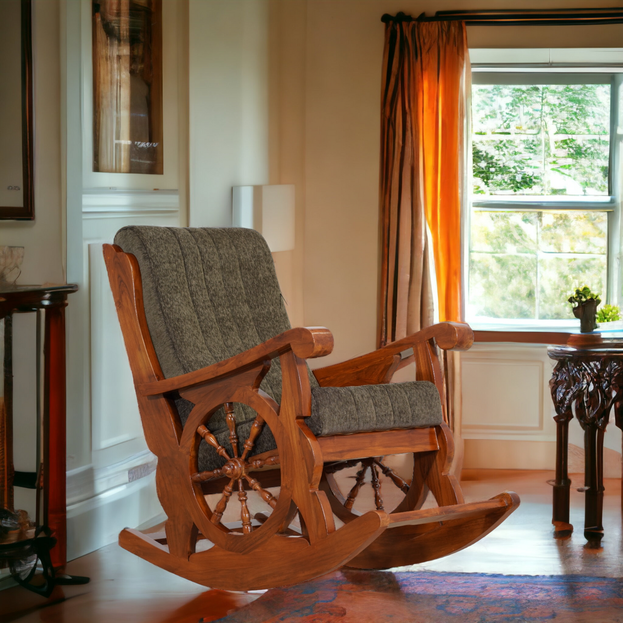 ARYAN TEAK WOOD ROCKING CHAIR - Nilambur Furniture