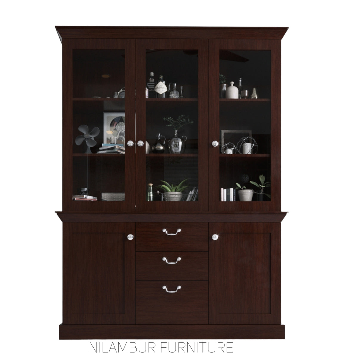 TREASURE MAHOGONY WOOD CROCKERY UNIT - Nilambur Furniture