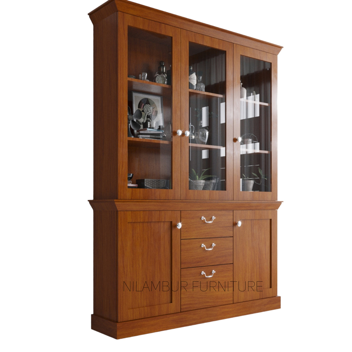 TREASURE TEAK WOOD CROCKERY UNIT - Nilambur Furniture