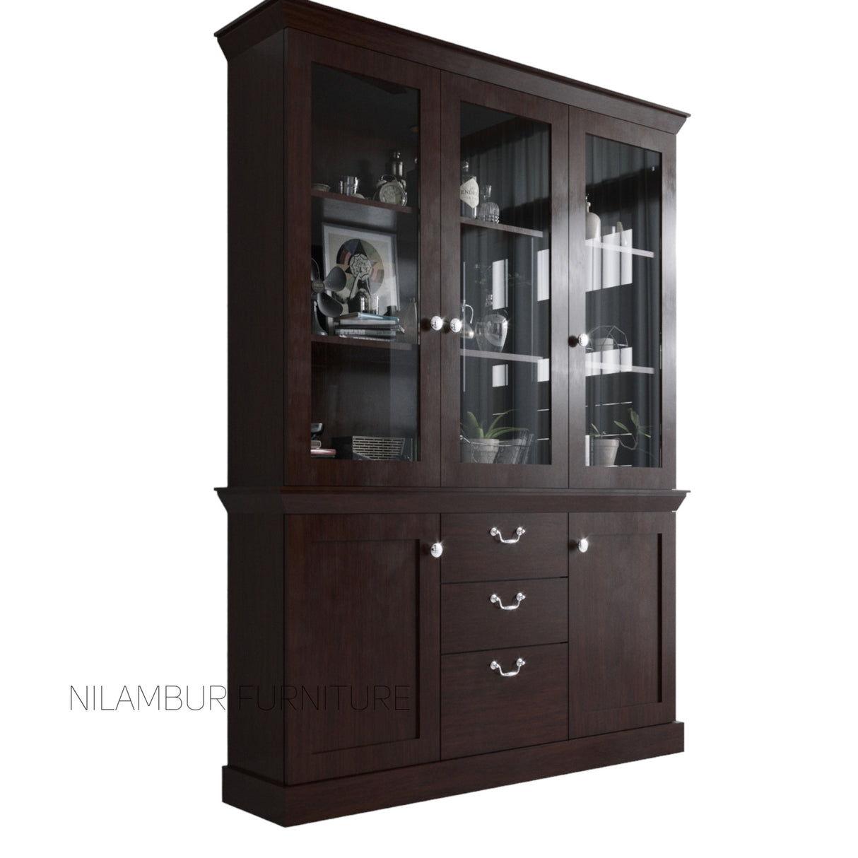 TREASURE MAHOGONY WOOD CROCKERY UNIT - Nilambur Furniture