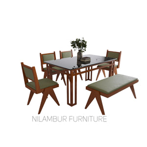 Glass Wooden Dining Table