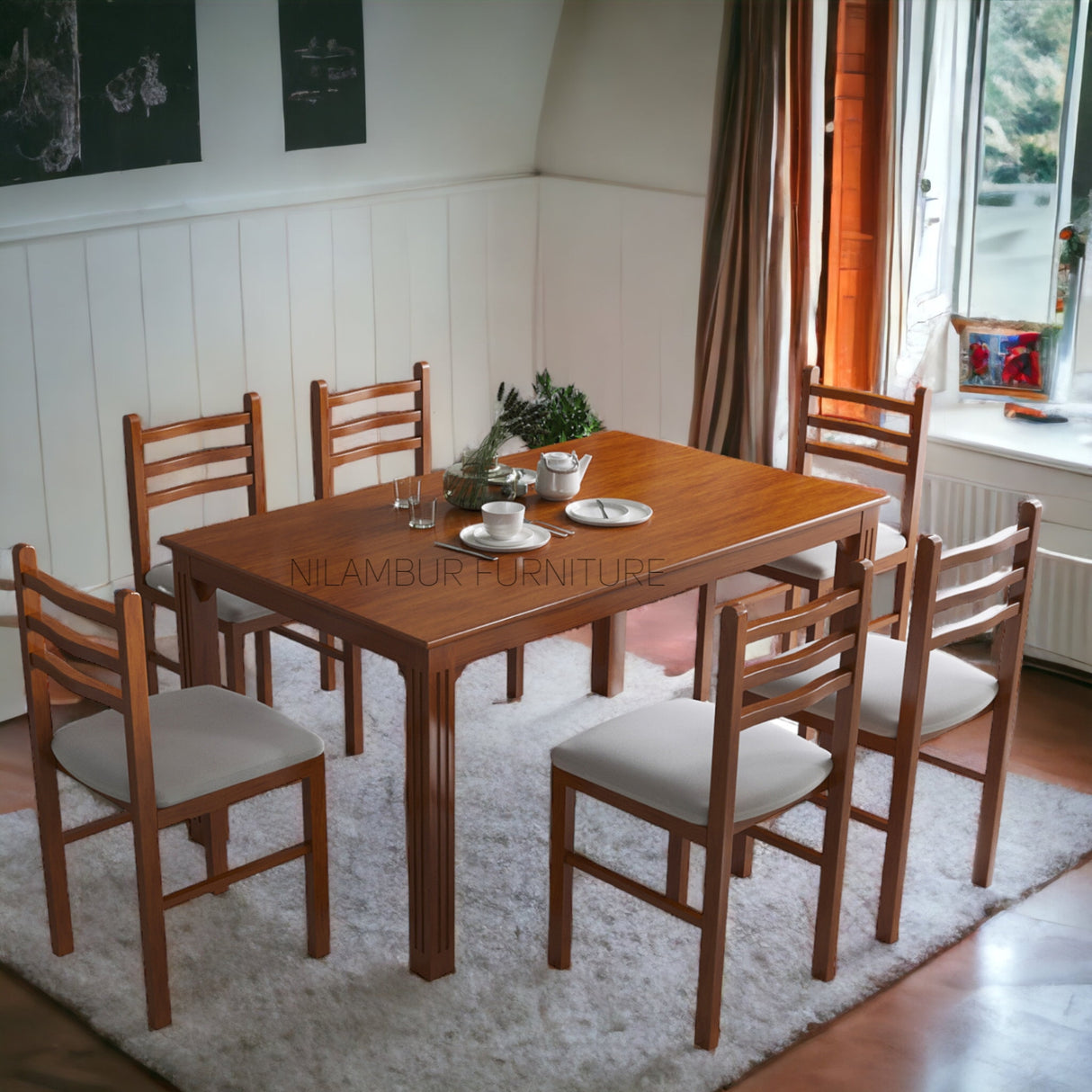 CASPIAN TEAK WOOD DINING SET - Nilambur Furniture