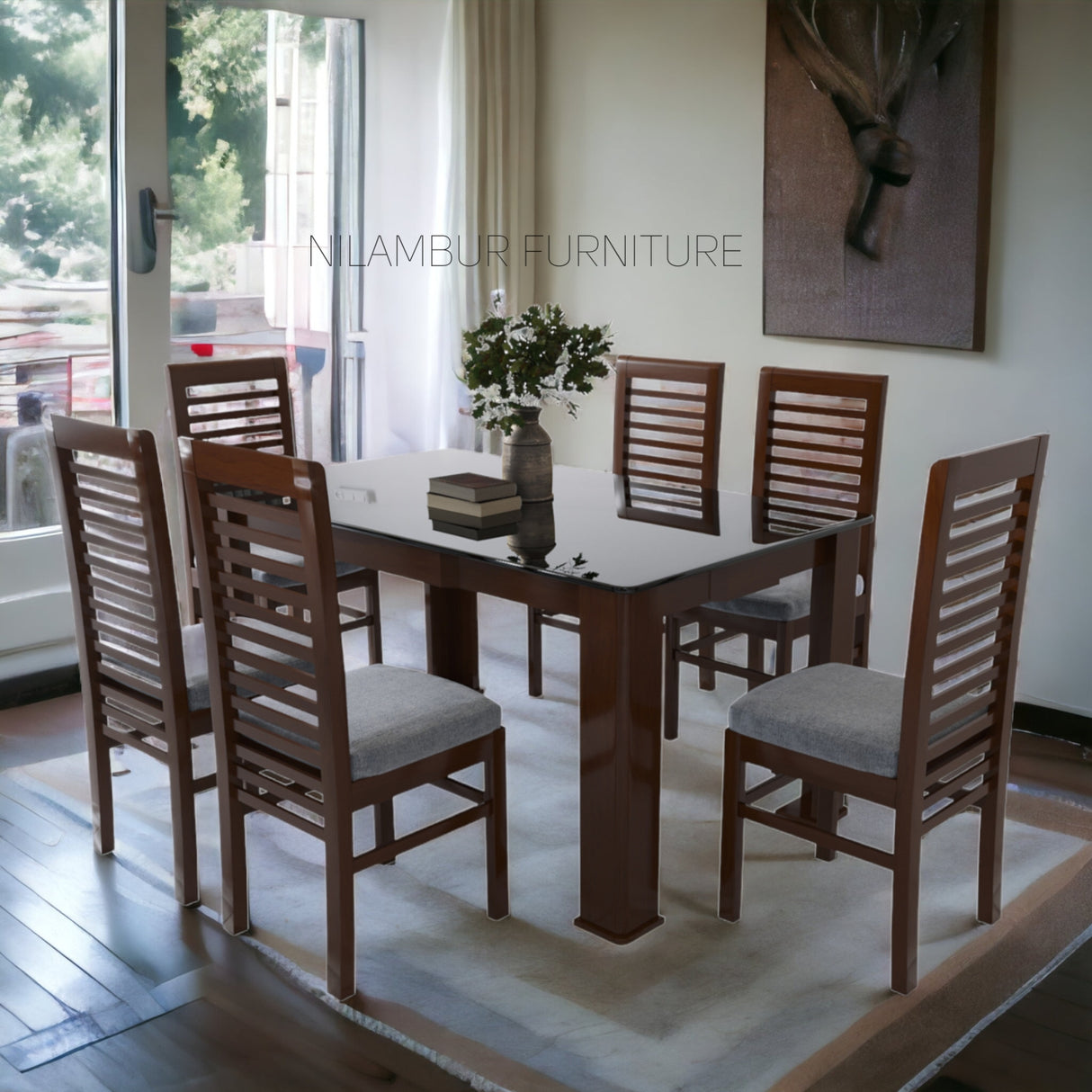 CELIO MAHOGONY DINING SET - Nilambur Furniture