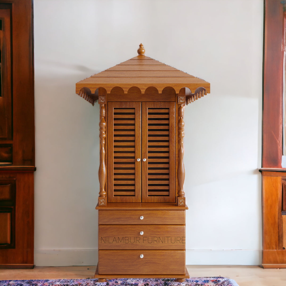 DEVON TEAK WOOD POOJA MANDIR - Nilambur Furniture