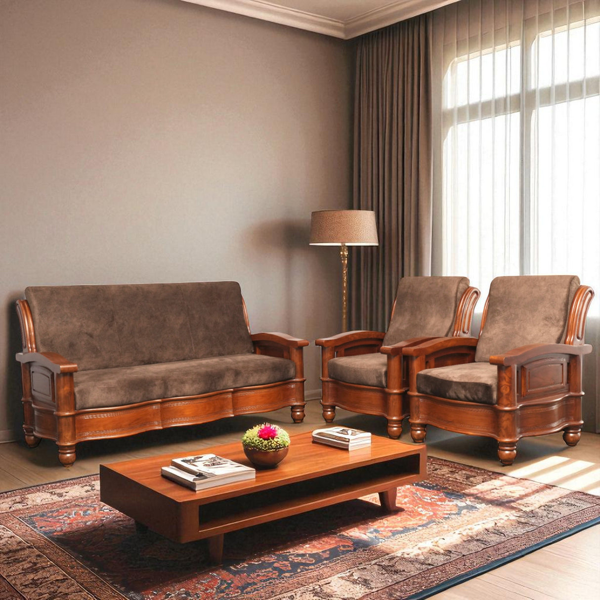 SIGNATURE TEAK WOOD SOFA