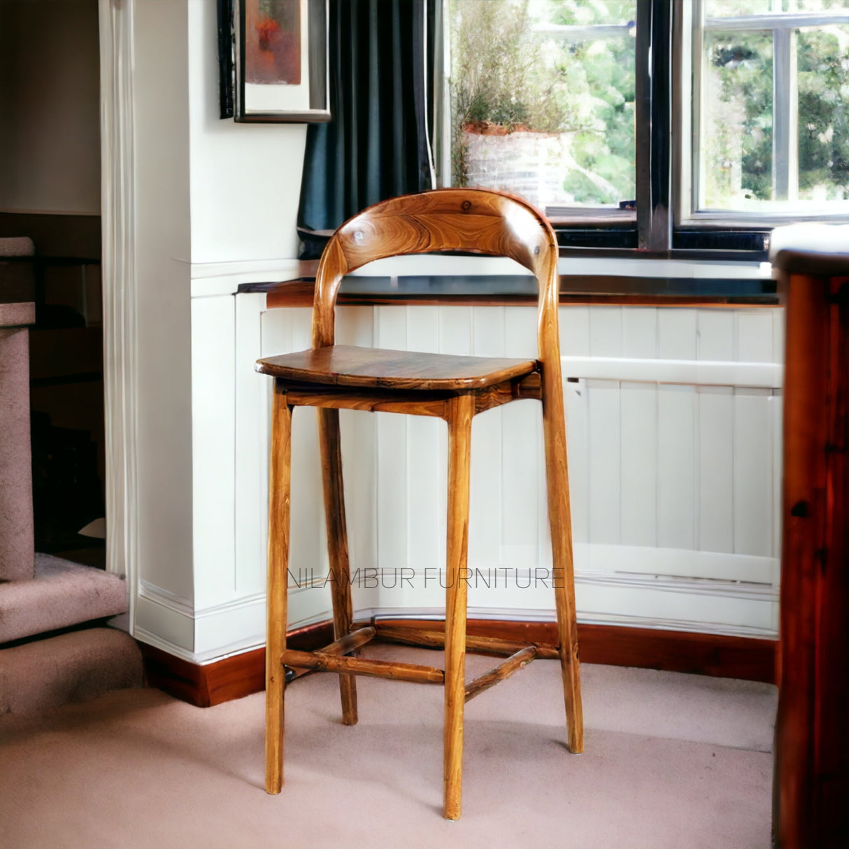 FOSHAN TEAK WOOD BAR CHAIR - Nilambur Furniture