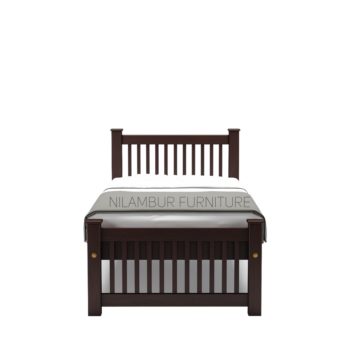 SQUARE SINGLE MAHOGONY BED COT - Nilambur Furniture