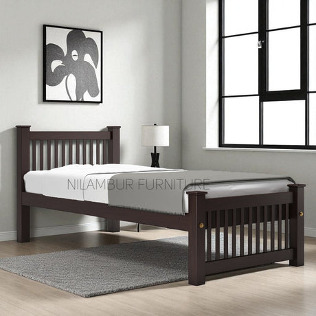 SQUARE SINGLE MAHOGONY BED COT