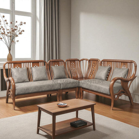 FABIO TEAK WOOD CORNER SOFA