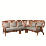 FABIO TEAK WOOD CORNER SOFA - Nilambur Furniture