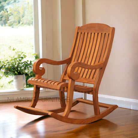 YASH TEAK WOOD ROCKING CHAIR - Nilambur Furniture