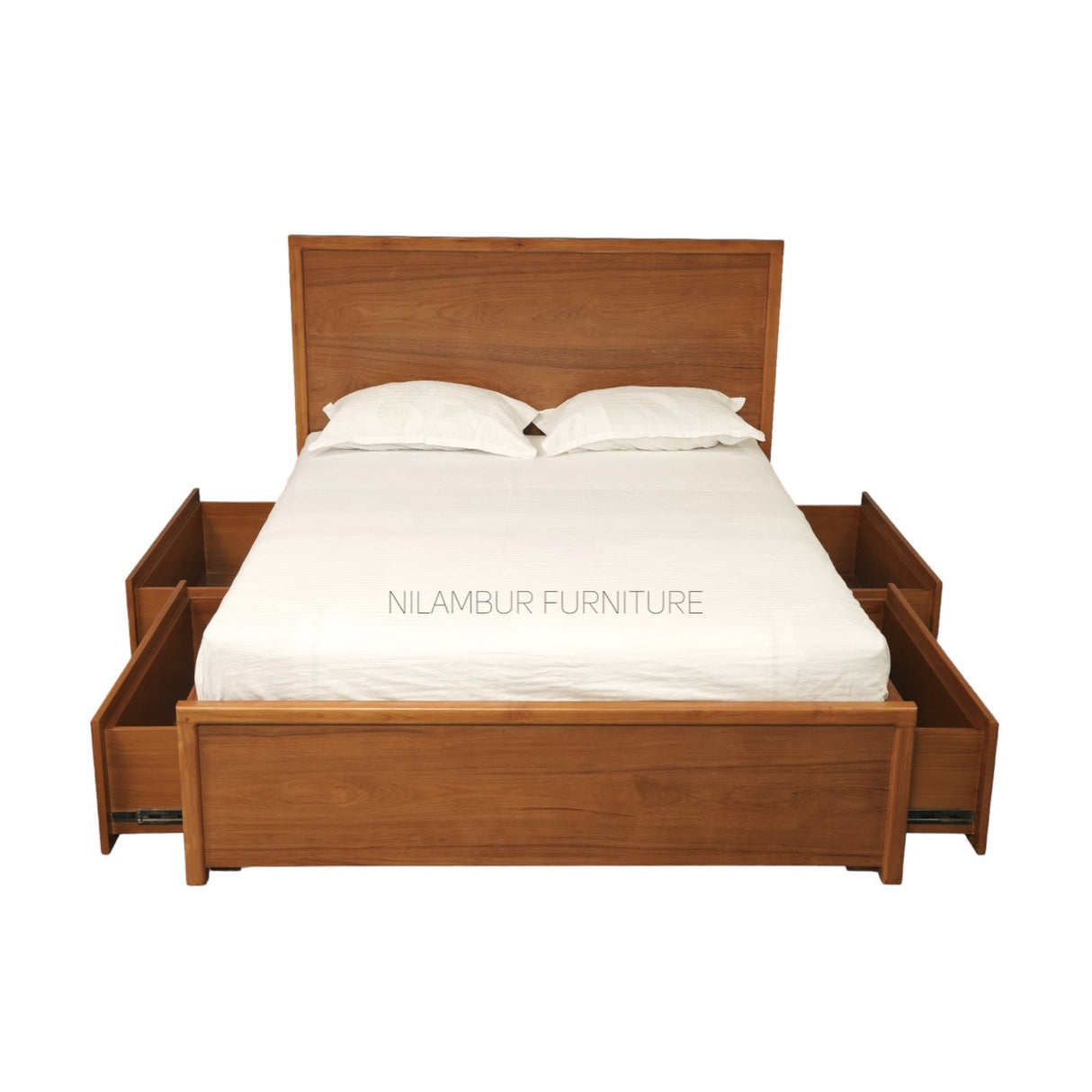 ALOHA TEAK WOOD STORAGE BED COT - Nilambur Furniture