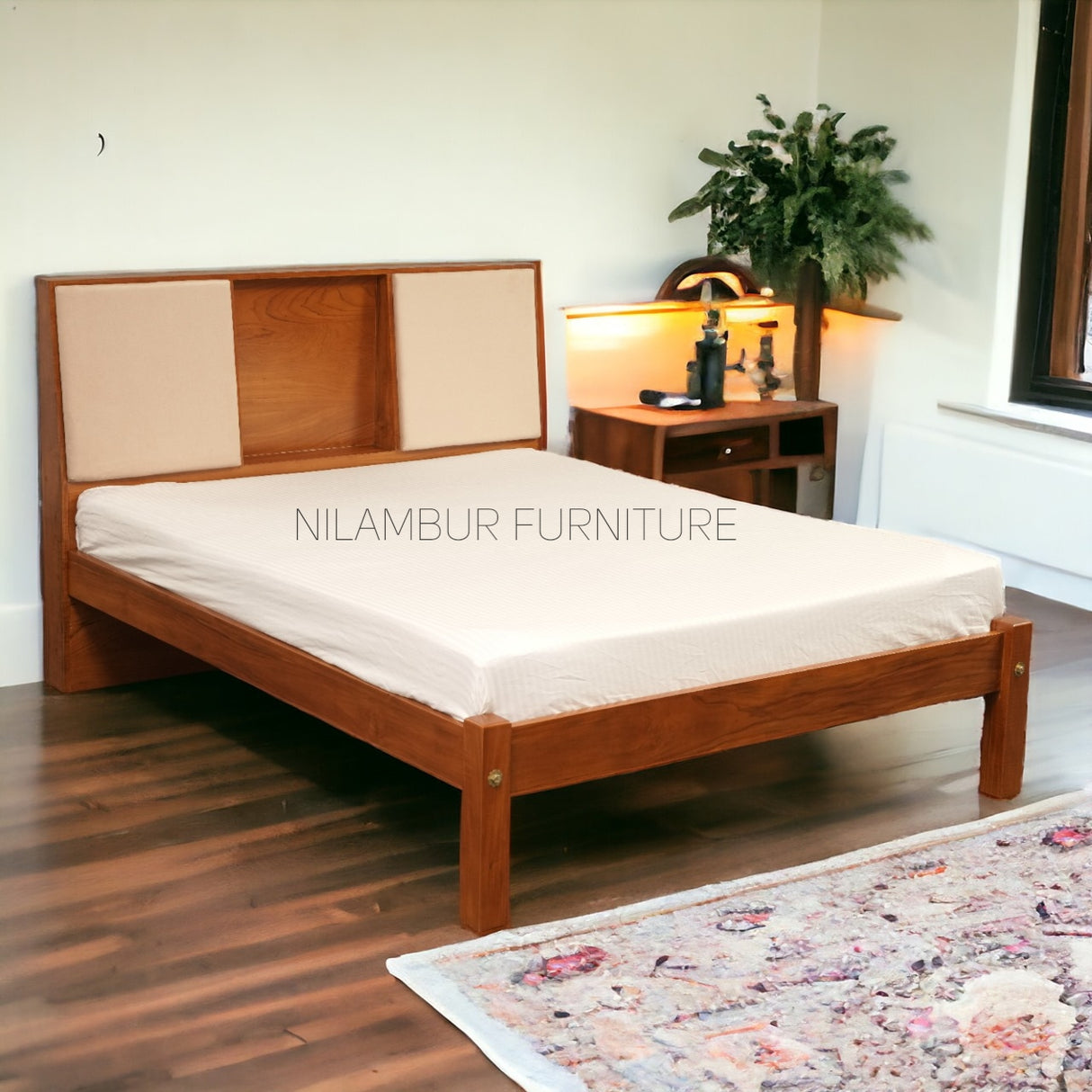 LIAM TEAK WOOD BED COT - Nilambur Furniture