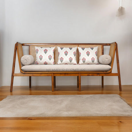 IRIS TEAK WOOD RATTAN SOFA