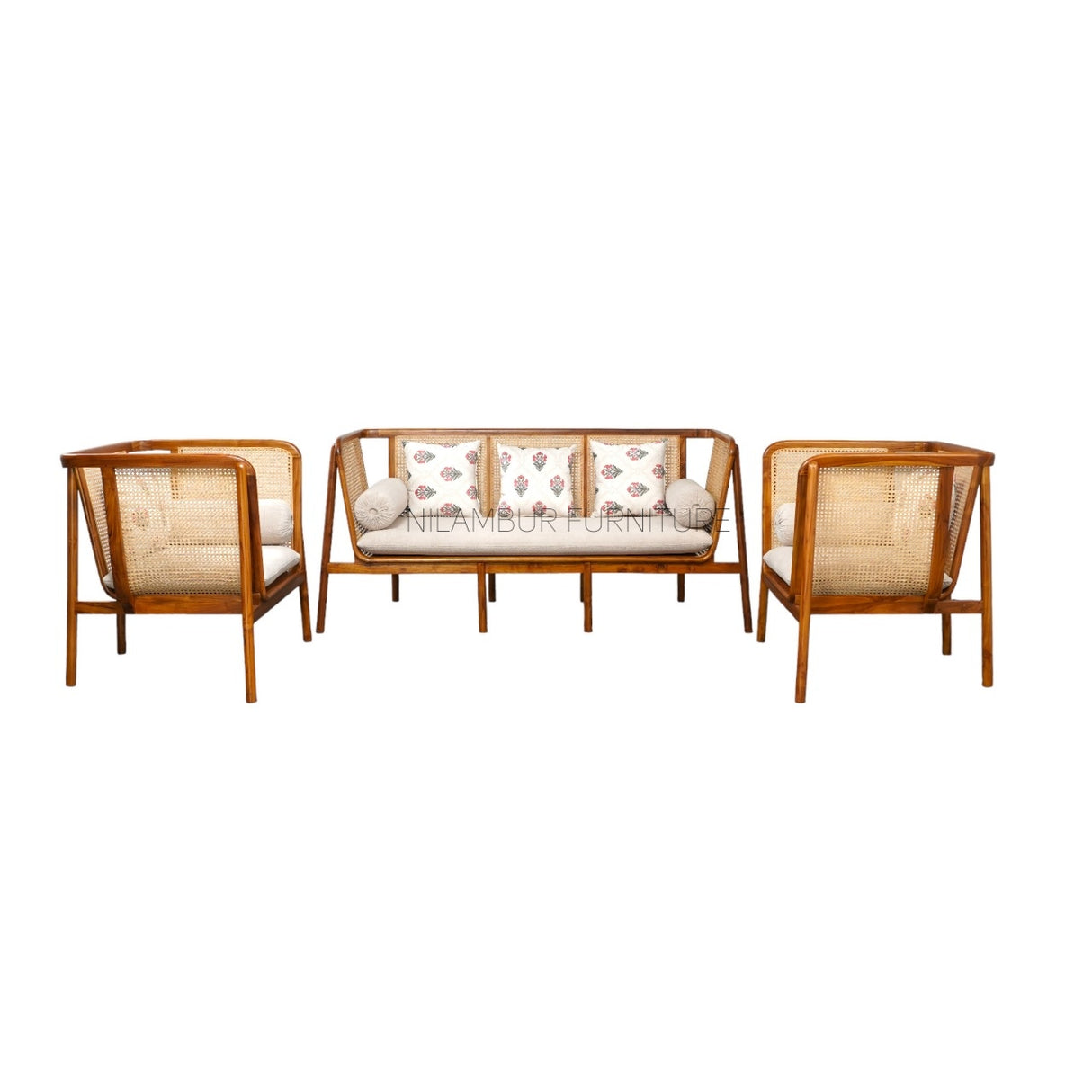 IRIS TEAK WOOD RATTAN SOFA