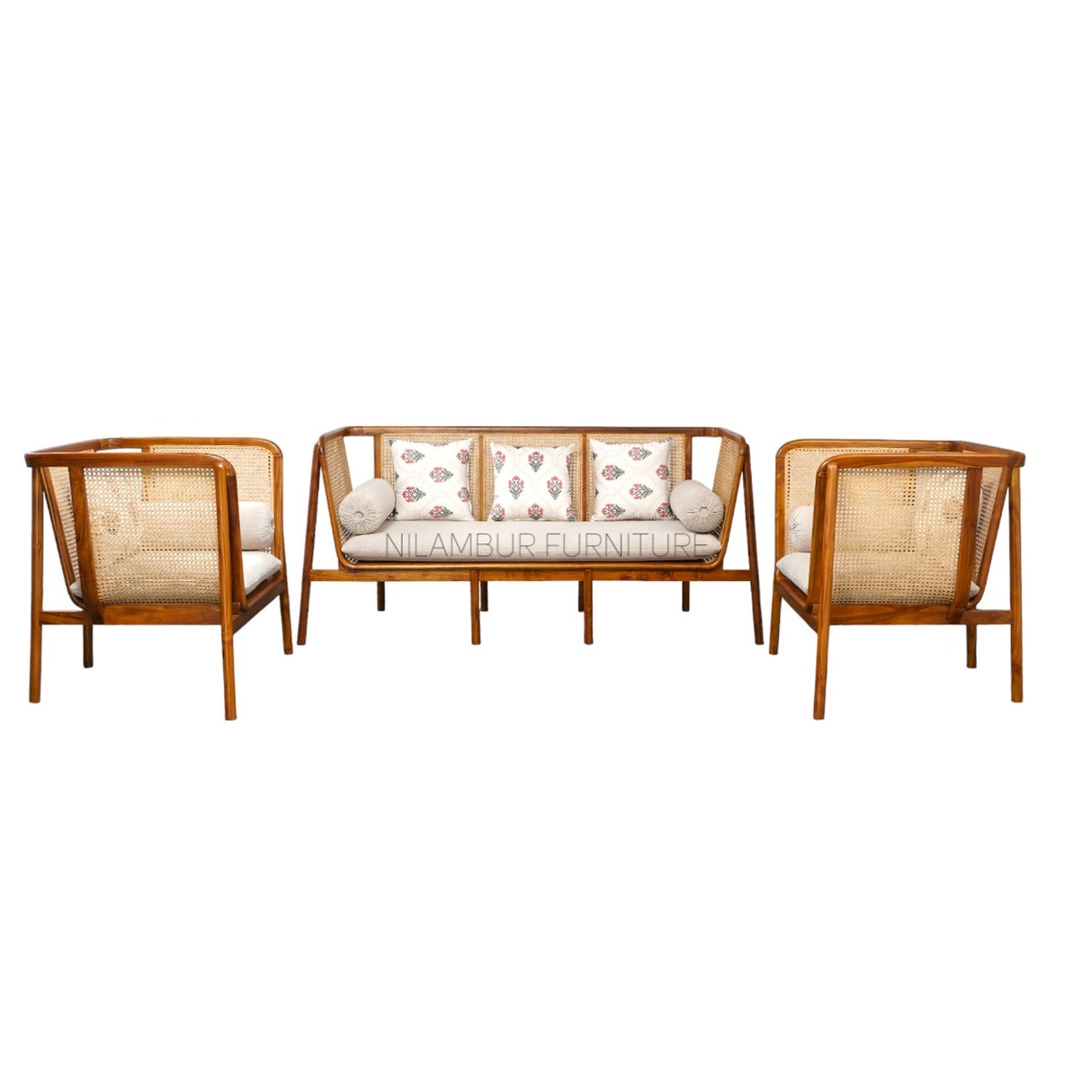 IRIS TEAK WOOD RATTAN SOFA