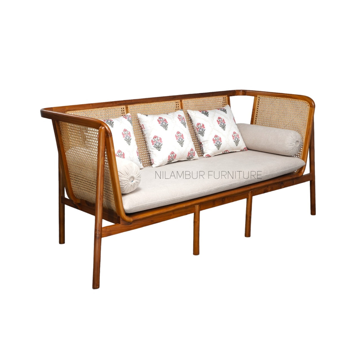 IRIS TEAK WOOD RATTAN SOFA