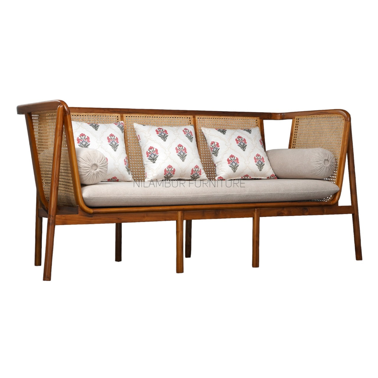 IRIS TEAK WOOD RATTAN SOFA