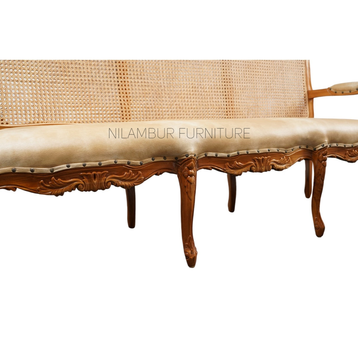 DHRUV TEAK WOOD RATTAN SOFA