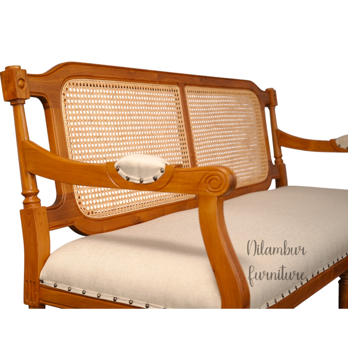 VEDIC TEAK WOOD RATTAN SOFA