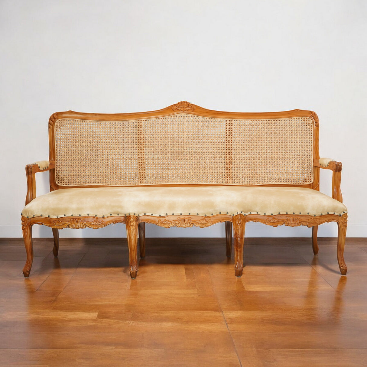 DHRUV TEAK WOOD RATTAN SOFA