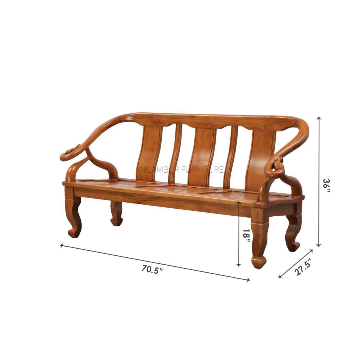 CURVE TEAK WOOD SOFA - Nilambur Furniture