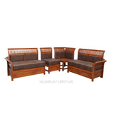 ORCHID TEAK WOOD CORNER SOFA - Nilambur Furniture