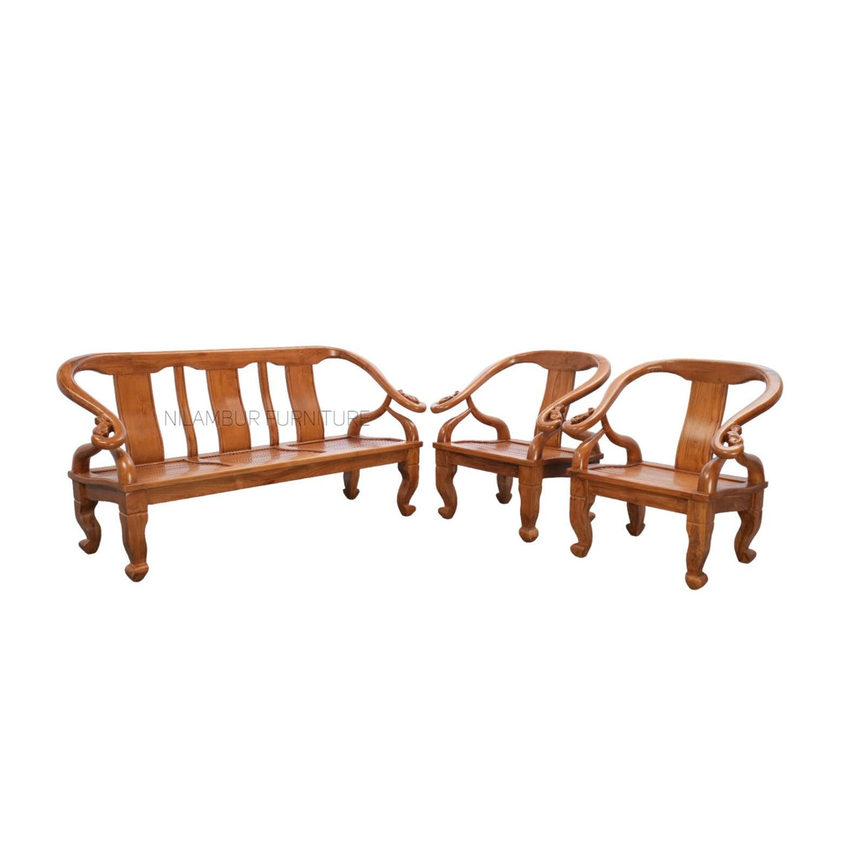 CURVE TEAK WOOD SOFA - Nilambur Furniture