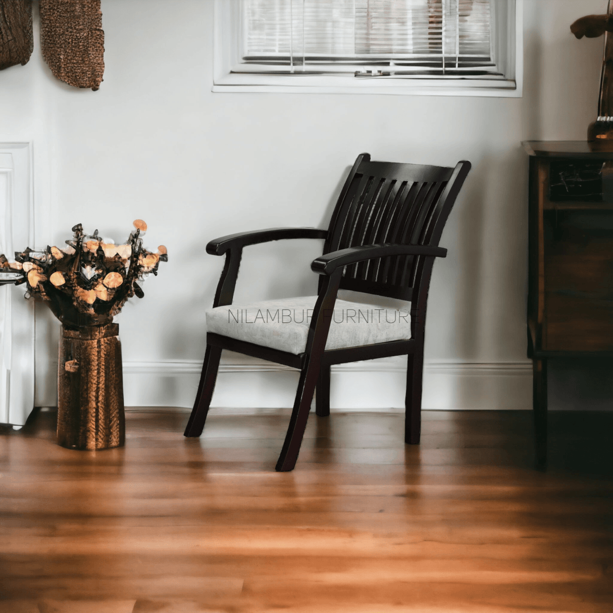 ISHITA MAHOGONY WOOD ARM CHAIR - Nilambur Furniture